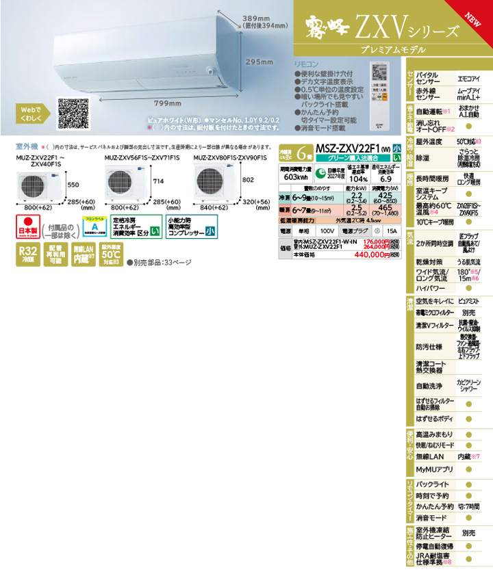MSZ-ZXV63F1S-Wカタログ