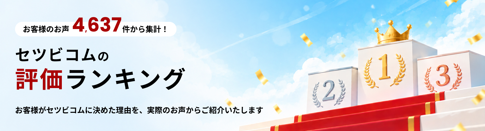 お客様の声4,637件から集計！セツビコムの評価ランキング